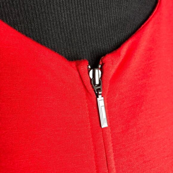 Soft Surroundings red full zip ruffle hem knit jacket size Medium - Picture 6 of 14